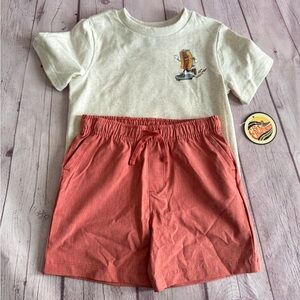 C&C California Coral Red Kids T-Shirt and Shorts Set  Size 4T  NWT